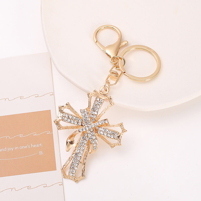 Wholesale Alloy Diamond Cross Key Chain